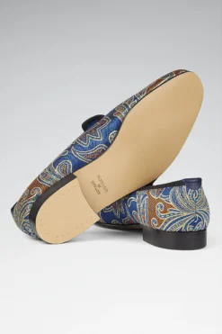 Blue & Orange Sohal Paisley Outdoor Slippers -Fashion-New and Lingwood 2522740 sohal paisley slippers blue 4