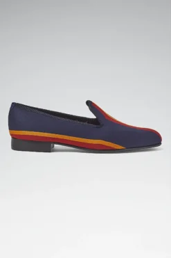 Navy & Red Stripe Wool Outdoor Slippers 6 Navy & Red Stripe Wool Outdoor Slippers -Fashion-New and Lingwood 2522746 wool striped slippers blue 3