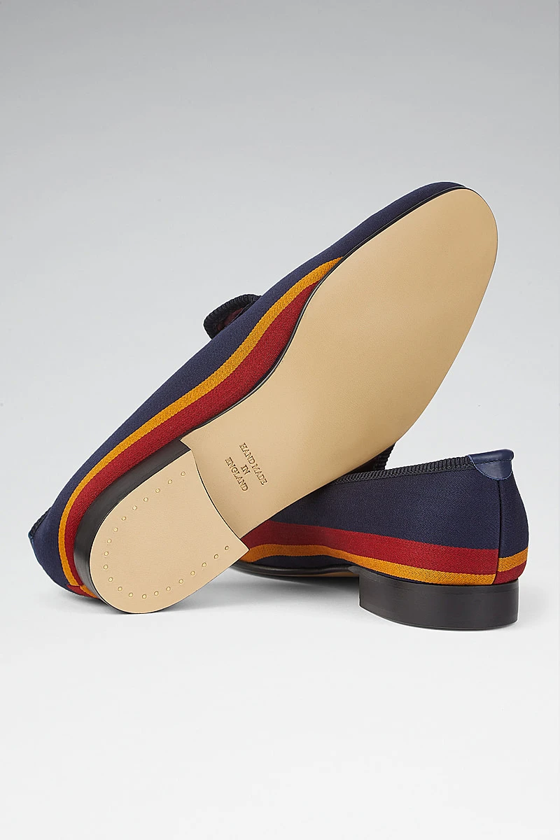 Navy & Red Stripe Wool Outdoor Slippers 4 Navy & Red Stripe Wool Outdoor Slippers - Image 4