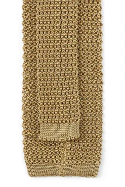Tan Knitted Silk Tie -Fashion-New and Lingwood 3015018 knitted plain ties tan 4