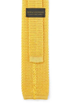 Yellow Knitted Silk Tie -Fashion-New and Lingwood 3015018 knitted plain ties yellow 3
