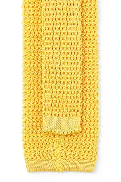 Yellow Knitted Silk Tie -Fashion-New and Lingwood 3015018 knitted plain ties yellow 4