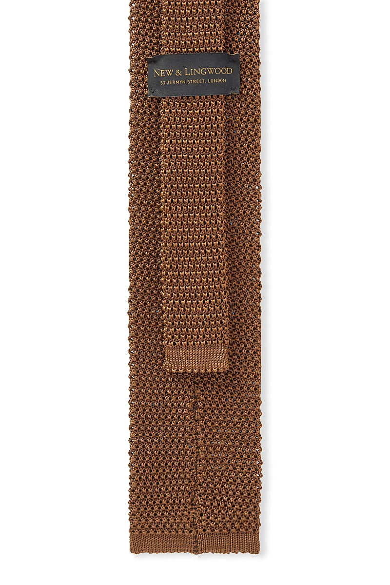 Brown & Blue Spot Knitted Silk Tie 3 Brown & Blue Spot Knitted Silk Tie - Image 3