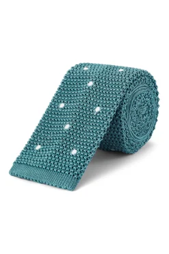 Turquoise & White Spot Knitted Silk Tie