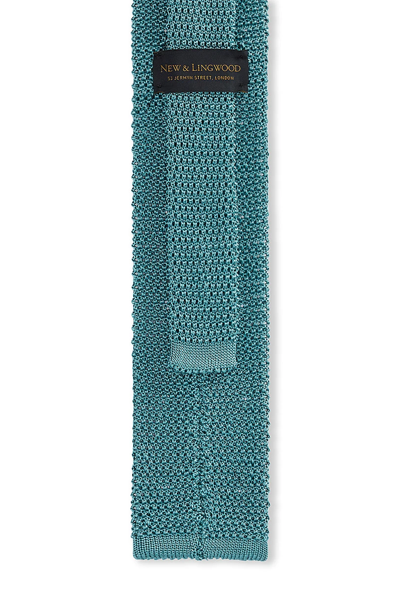 Turquoise & White Spot Knitted Silk Tie 3 Turquoise & White Spot Knitted Silk Tie - Image 3