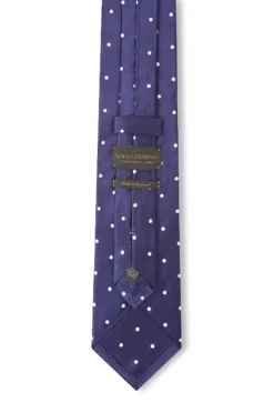 Navy & White Polka Dot Silk Tie -Fashion-New and Lingwood 3022400 polkadotsilkties navywhite 3