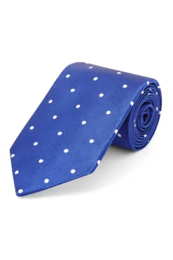Blue & White Polka Dot Silk Tie