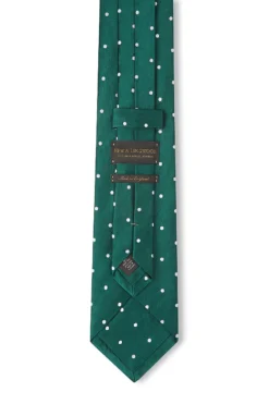 Dark Green & White Polka Dot Silk Tie -Fashion-New and Lingwood 3022403 polkadotsilkties darkgreenwhite 3