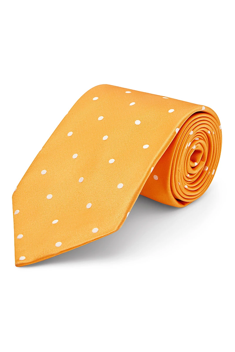 Yellow & White Polka Dot Silk Tie 1 Yellow & White Polka Dot Silk Tie