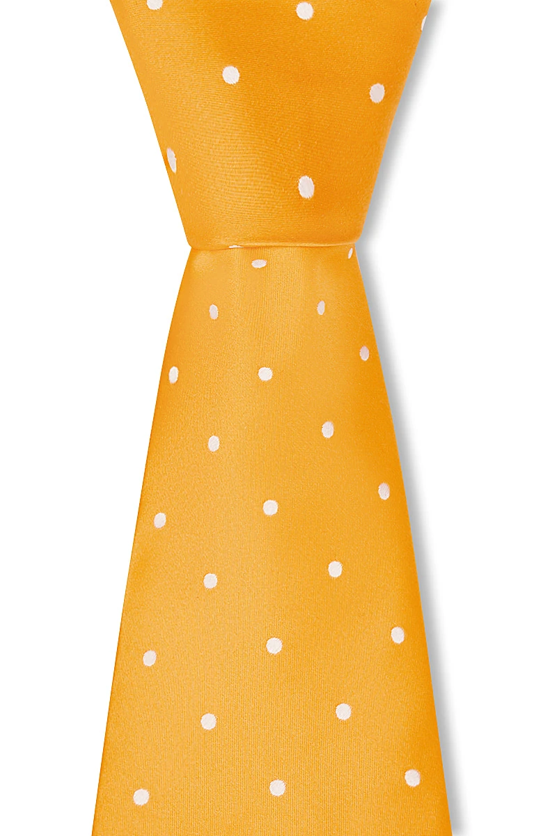 Yellow & White Polka Dot Silk Tie 2 Yellow & White Polka Dot Silk Tie - Image 2