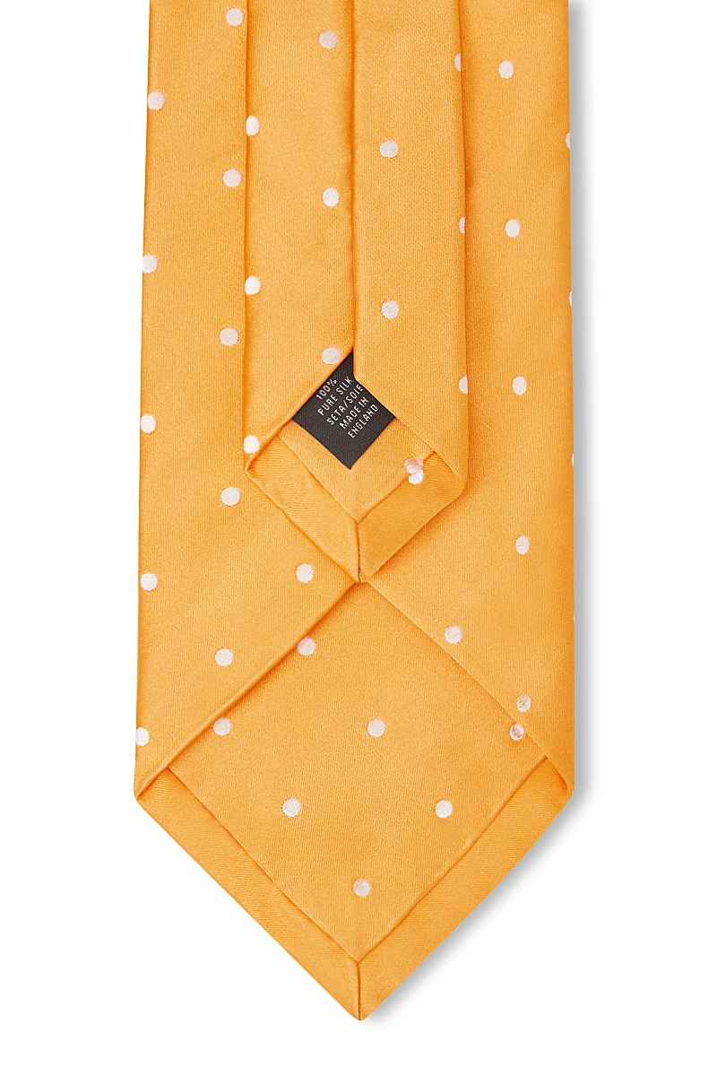 Yellow & White Polka Dot Silk Tie 4 Yellow & White Polka Dot Silk Tie - Image 4