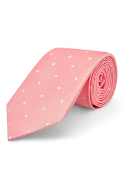 Pink & White Polka Dot Silk Tie