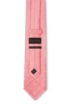 Pink & White Polka Dot Silk Tie -Fashion-New and Lingwood 3022407 polkadotsilkties pinkwhite 3
