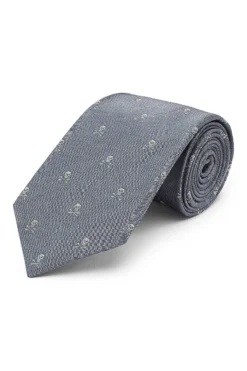 Grey & Gold Skull & Crossbones Tie