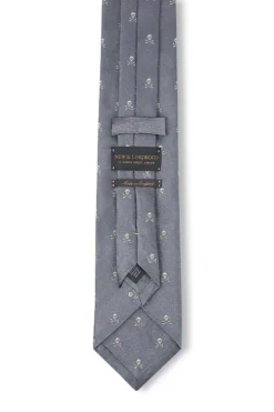 Grey & Gold Skull & Crossbones Tie -Fashion-New and Lingwood 3022413 skull crossbonetie greygold 3