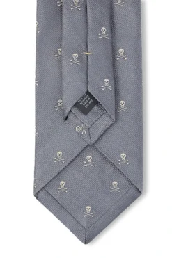 Grey & Gold Skull & Crossbones Tie -Fashion-New and Lingwood 3022413 skull crossbonetie greygold 4