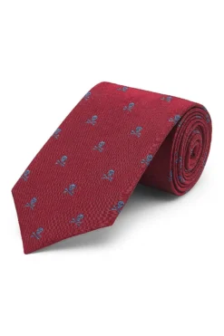 Burgundy & Blue Skull & Crossbones Tie