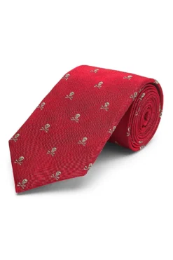 Red & Gold Skull & Crossbones Tie