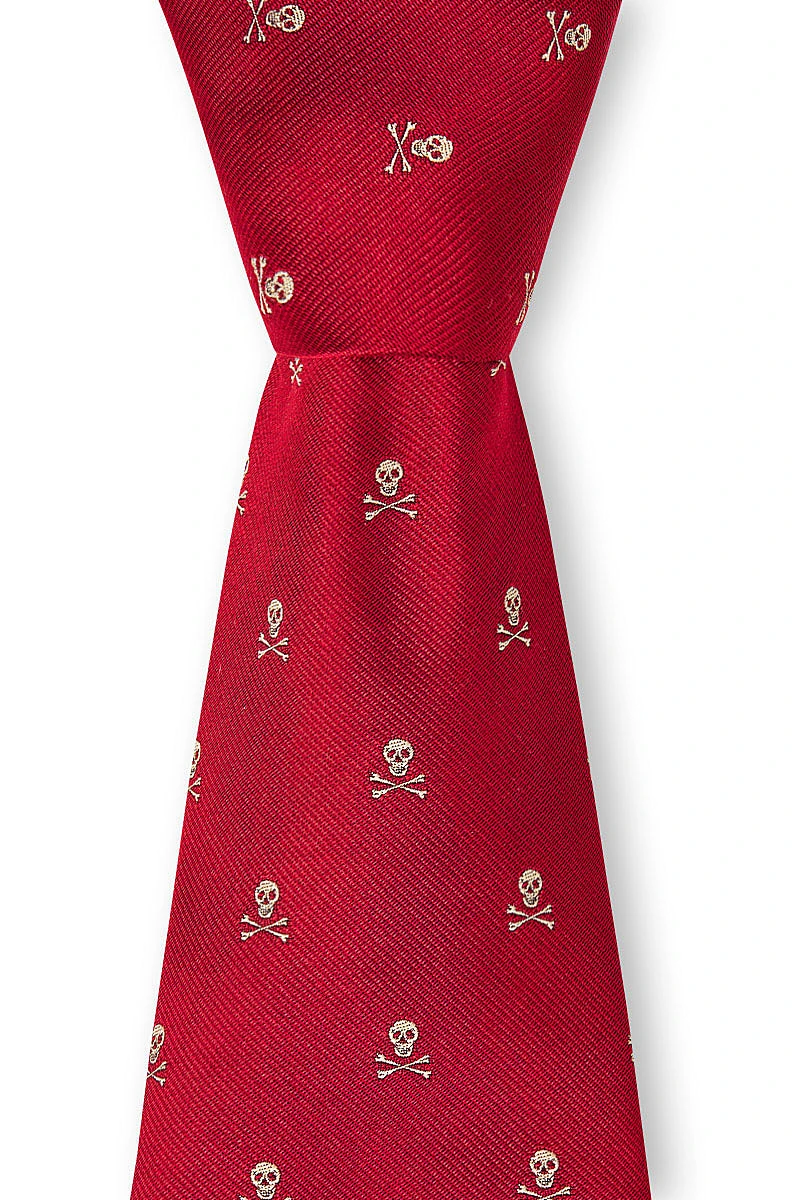 Red & Gold Skull & Crossbones Tie 2 Red & Gold Skull & Crossbones Tie - Image 2