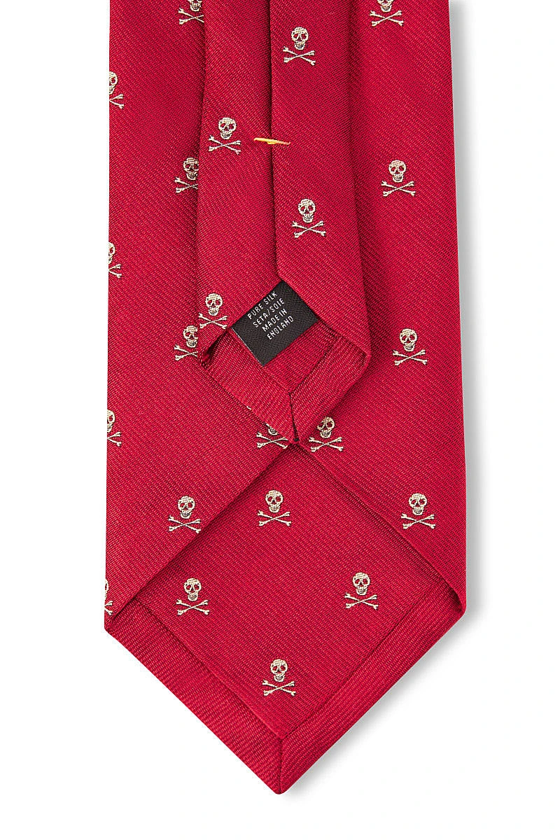 Red & Gold Skull & Crossbones Tie 4 Red & Gold Skull & Crossbones Tie - Image 4