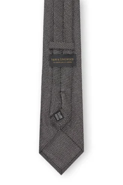 Grey Grenadine Weave Tie -Fashion-New and Lingwood 3022525 navy cream grenadine weave tie 3