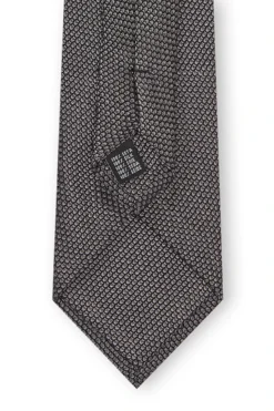 Grey Grenadine Weave Tie -Fashion-New and Lingwood 3022525 navy cream grenadine weave tie 4