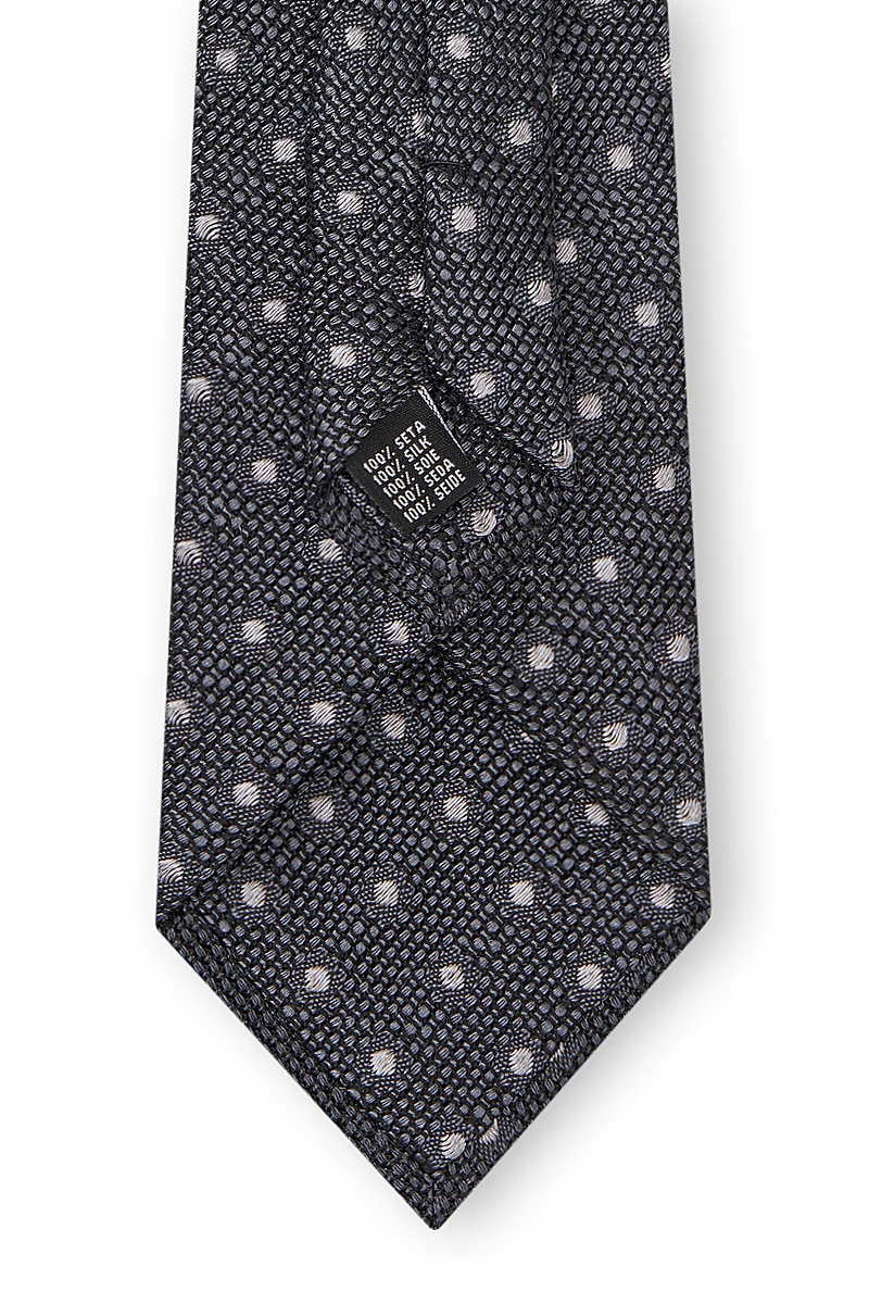 Grey Spot Grenadine Weave Tie 4 Grey Spot Grenadine Weave Tie - Image 4
