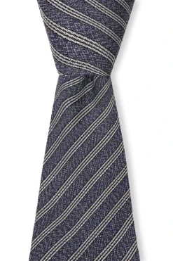 Navy & White Fine Stripe Grenadine Weave Tie 5 Navy & White Fine Stripe Grenadine Weave Tie -Fashion-New and Lingwood 3022529 blue cream grenadine weave tie 2