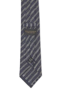 Navy & White Fine Stripe Grenadine Weave Tie 6 Navy & White Fine Stripe Grenadine Weave Tie -Fashion-New and Lingwood 3022529 blue cream grenadine weave tie 3