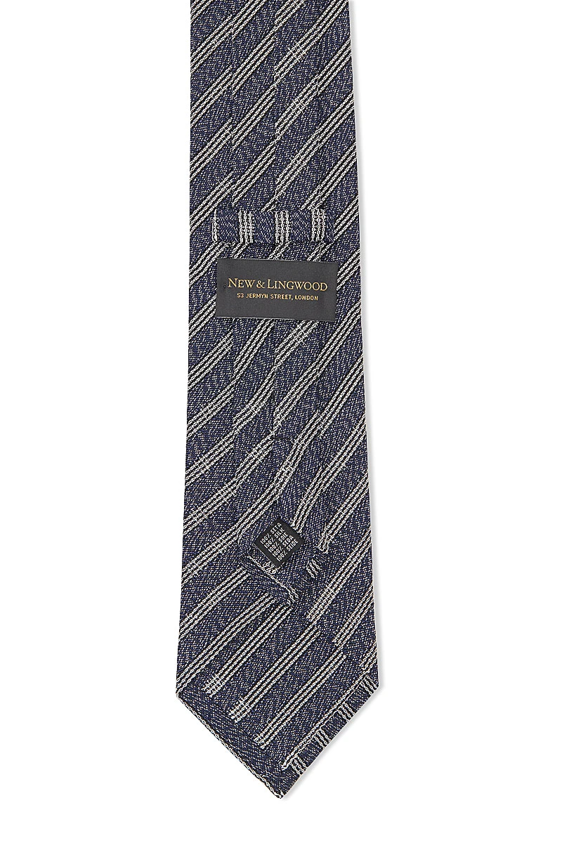 Navy & White Fine Stripe Grenadine Weave Tie 3 Navy & White Fine Stripe Grenadine Weave Tie - Image 3