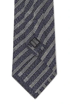 Navy & White Fine Stripe Grenadine Weave Tie 7 Navy & White Fine Stripe Grenadine Weave Tie -Fashion-New and Lingwood 3022529 blue cream grenadine weave tie 4