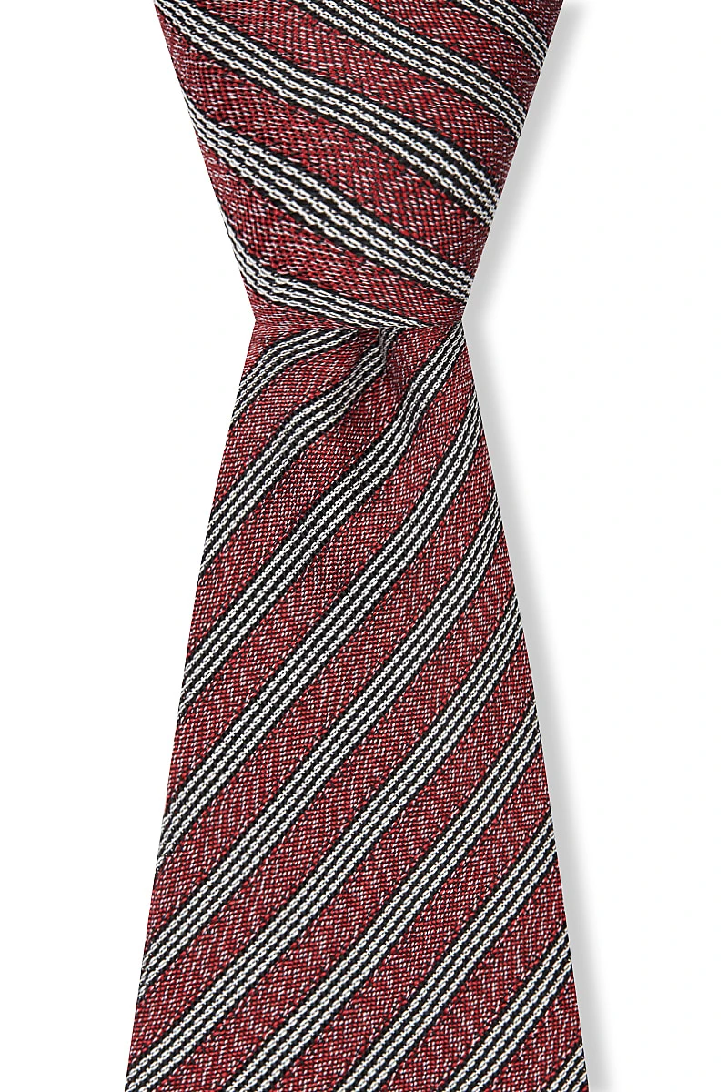 Red & White Fine Stripe Grenadine Weave Tie 2 Red & White Fine Stripe Grenadine Weave Tie - Image 2