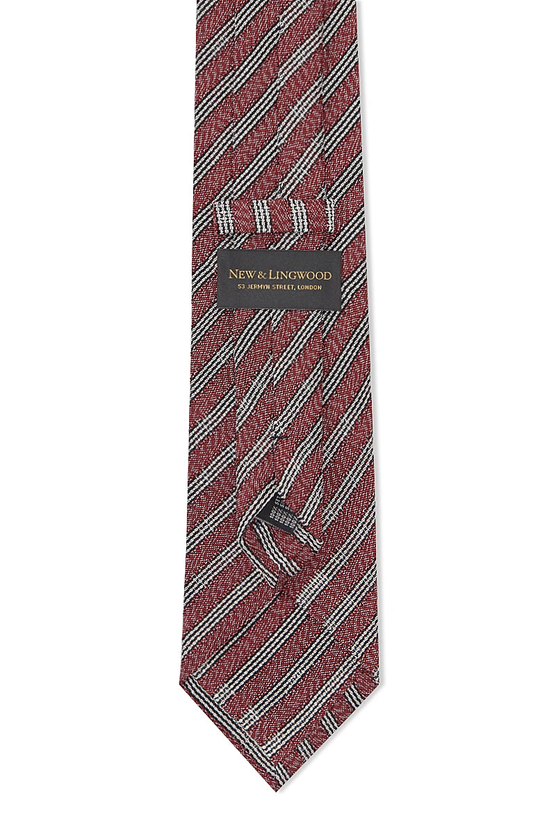 Red & White Fine Stripe Grenadine Weave Tie 3 Red & White Fine Stripe Grenadine Weave Tie - Image 3