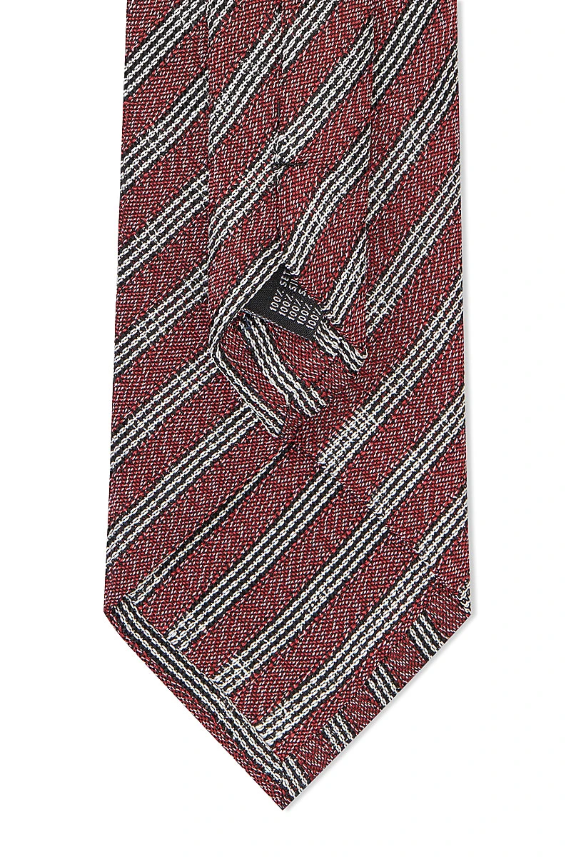 Red & White Fine Stripe Grenadine Weave Tie 4 Red & White Fine Stripe Grenadine Weave Tie - Image 4