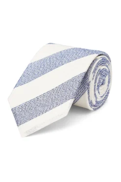 Blue & Cream Fine Stripe Grenadine Weave Tie