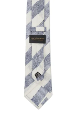 Blue & Cream Fine Stripe Grenadine Weave Tie 6 Blue & Cream Fine Stripe Grenadine Weave Tie -Fashion-New and Lingwood 3022531 cream blue grenadine weave tie 3