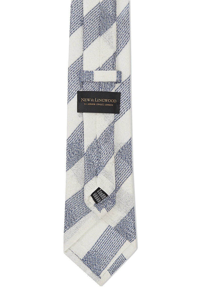 Blue & Cream Fine Stripe Grenadine Weave Tie 3 Blue & Cream Fine Stripe Grenadine Weave Tie - Image 3