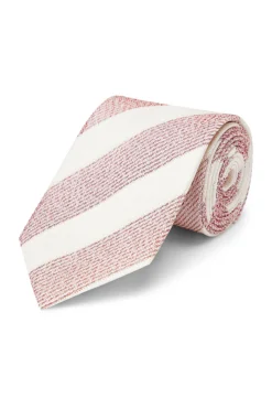 Red & Cream Fine Stripe Grenadine Weave Tie