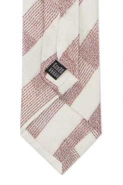 Red & Cream Fine Stripe Grenadine Weave Tie -Fashion-New and Lingwood 3022532 ivory grenadine weave tie 4
