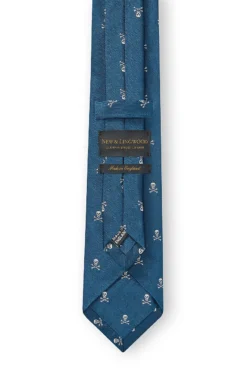 Blue & Cream Skull & Crossbones Silk Tie 6 Blue & Cream Skull & Crossbones Silk Tie -Fashion-New and Lingwood 3022624 skull crossbones navy tie navy 3 1
