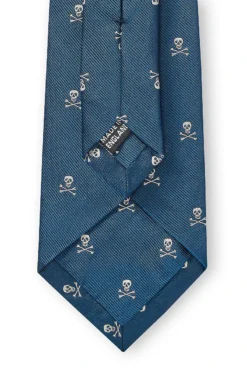 Blue & Cream Skull & Crossbones Silk Tie 7 Blue & Cream Skull & Crossbones Silk Tie -Fashion-New and Lingwood 3022624 skull crossbones navy tie navy 4 1