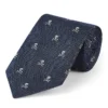 Navy & Cream Skull & Crossbones Silk Tie
