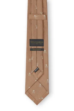 Camel & Gold Skull & Crossbones Silk Tie 6 Camel & Gold Skull & Crossbones Silk Tie -Fashion-New and Lingwood 3022625 skull crossbones tie camel 3