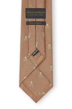 Camel & Gold Skull & Crossbones Silk Tie 7 Camel & Gold Skull & Crossbones Silk Tie -Fashion-New and Lingwood 3022625 skull crossbones tie camel 4