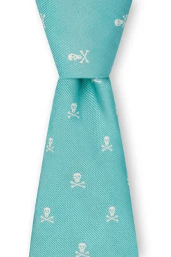 Green & Cream Skull & Crossbones Tie -Fashion-New and Lingwood 3022627 skull crossbones tie lightgreen 2