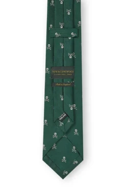 Green & Silver Skull & Crossbones Silk Tie 6 Green & Silver Skull & Crossbones Silk Tie -Fashion-New and Lingwood 3022740 skull crossbones tie green cream 3 1