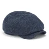 Navy Herringbone Tweed Newsboy Cap