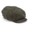Green Herringbone Tweed Newsboy Cap