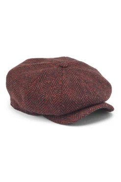 Brown Herringbone Tweed Newsboy Cap