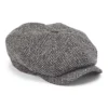 Grey Herringbone Tweed Newsboy Cap